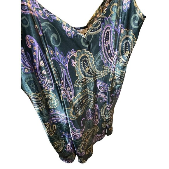Morgan Taylor Green Paisley Satin Sleeveless Sheath Nightgown Sz 2X - Picture 4 of 9